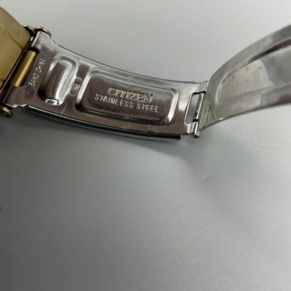 Citizen Eco-Drive Solar-Tech WR 100 Mens Watch 36mm Gold Tone Date 7.25